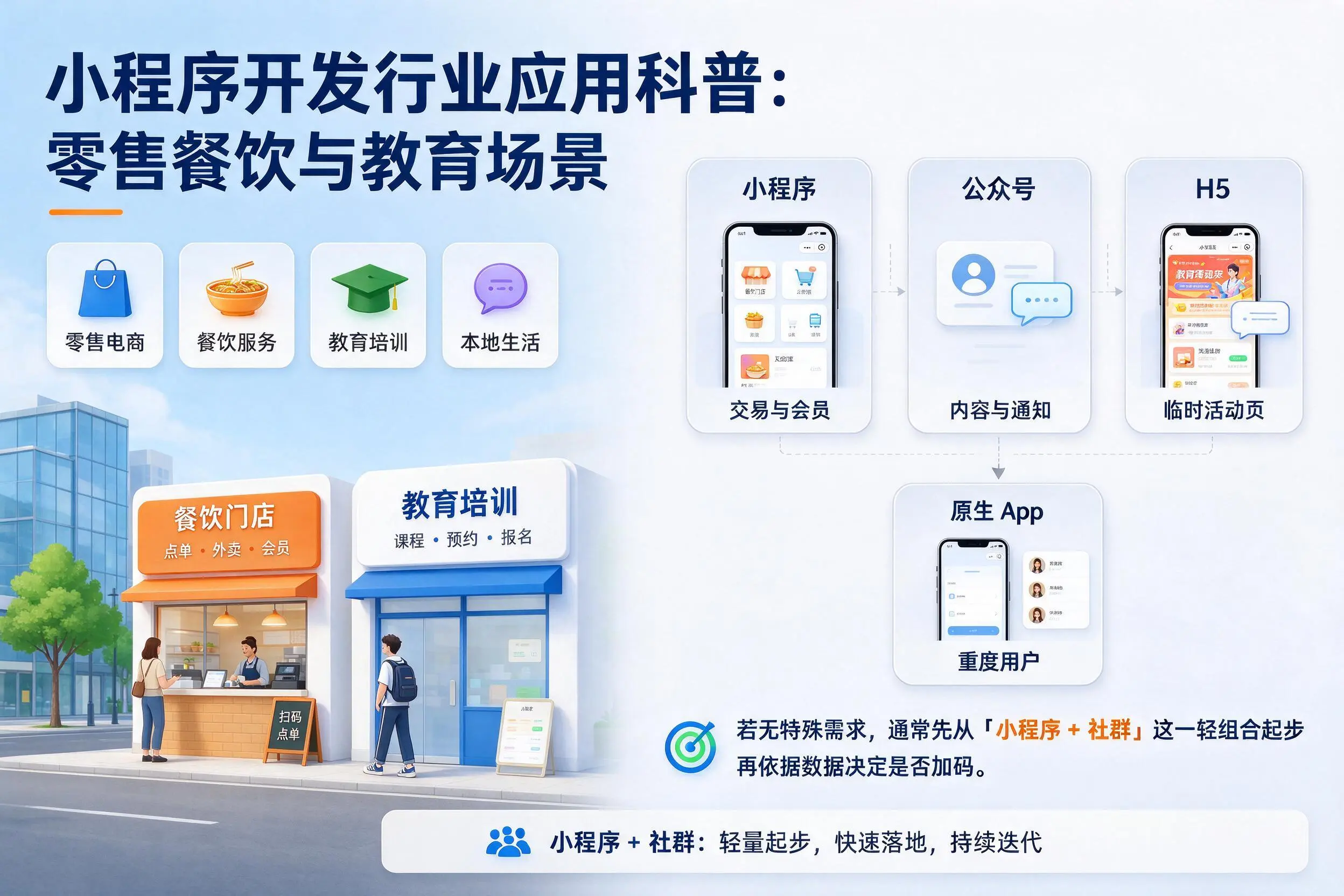 盘锦小程序开发行业应用科普:零售餐饮与教育场景