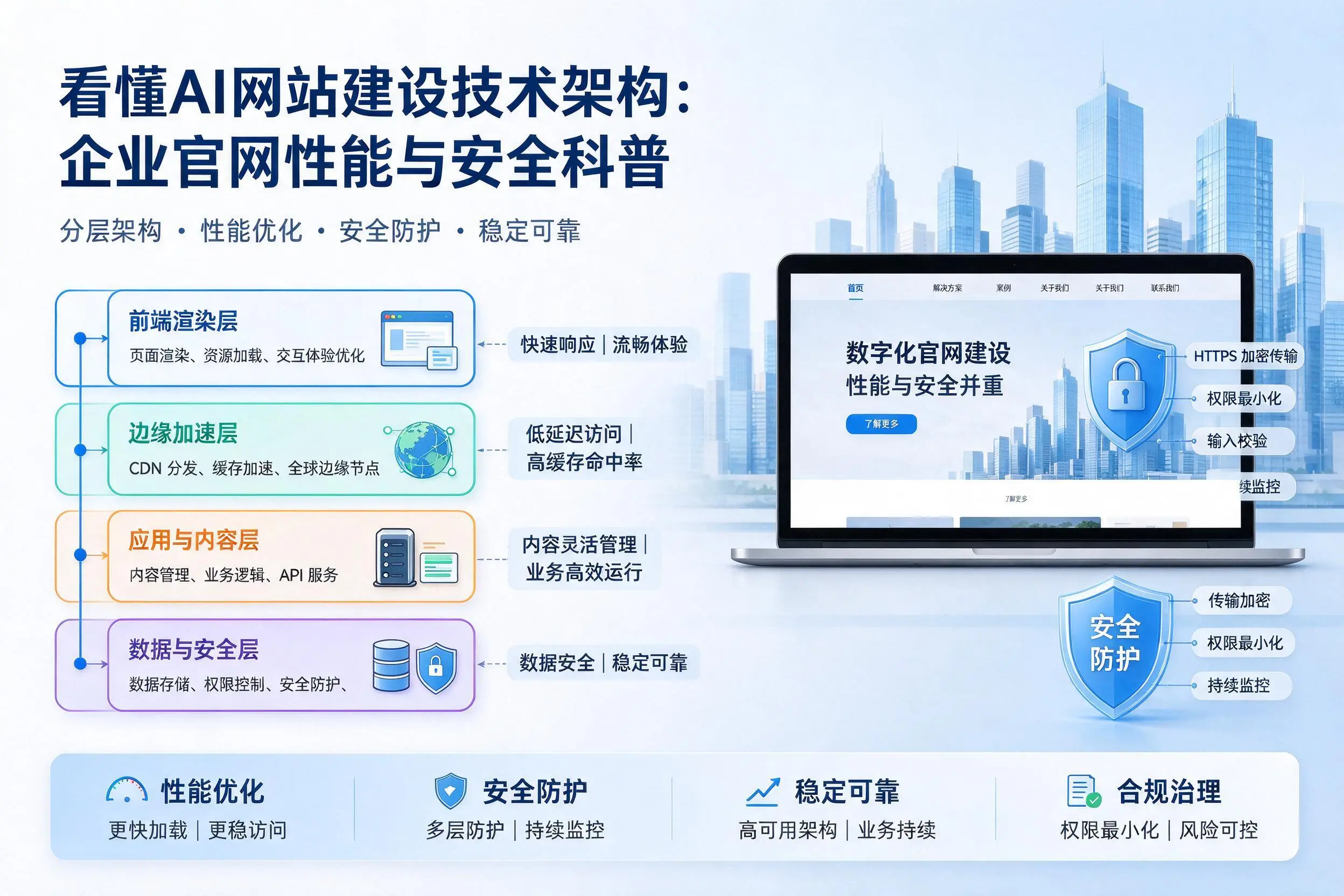 看懂AI网站建设技术架构：盘锦企业官网性能与安全科普