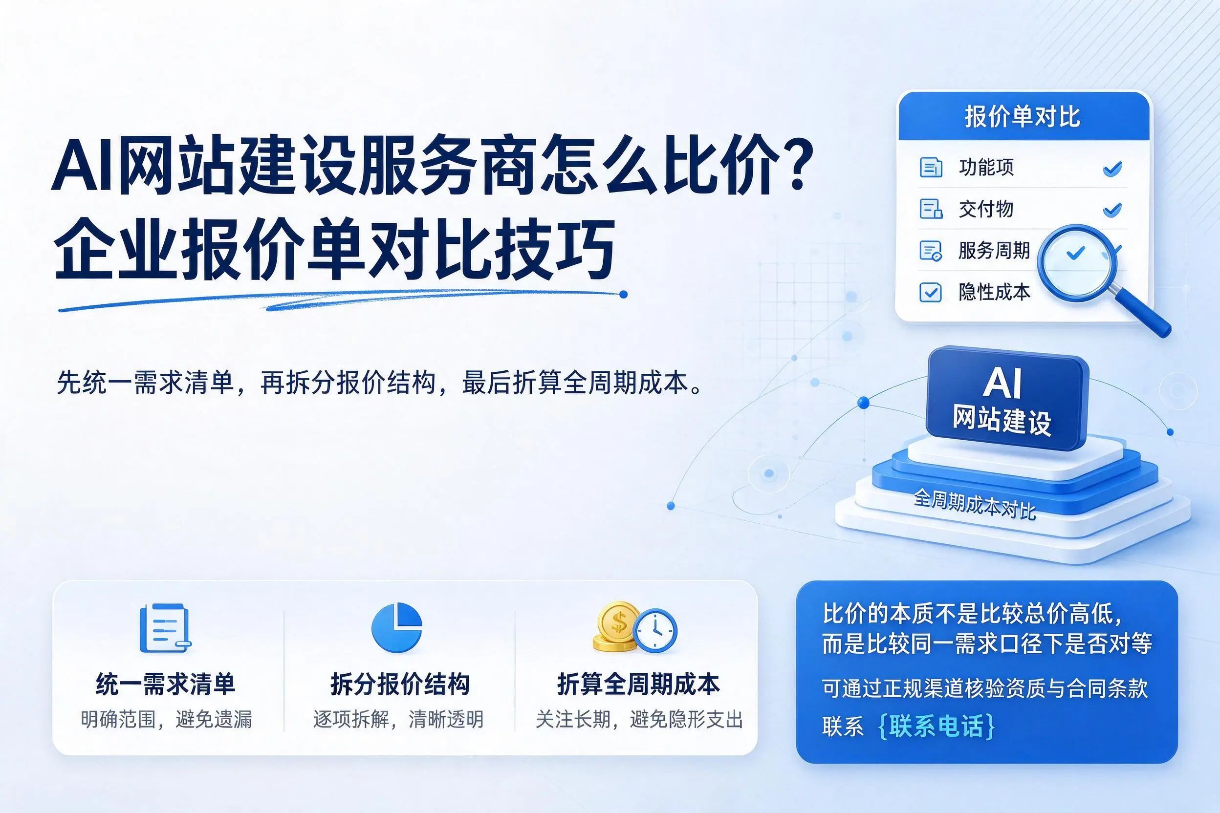 AI网站建设服务商怎么比价?盘锦企业报价单对比技巧