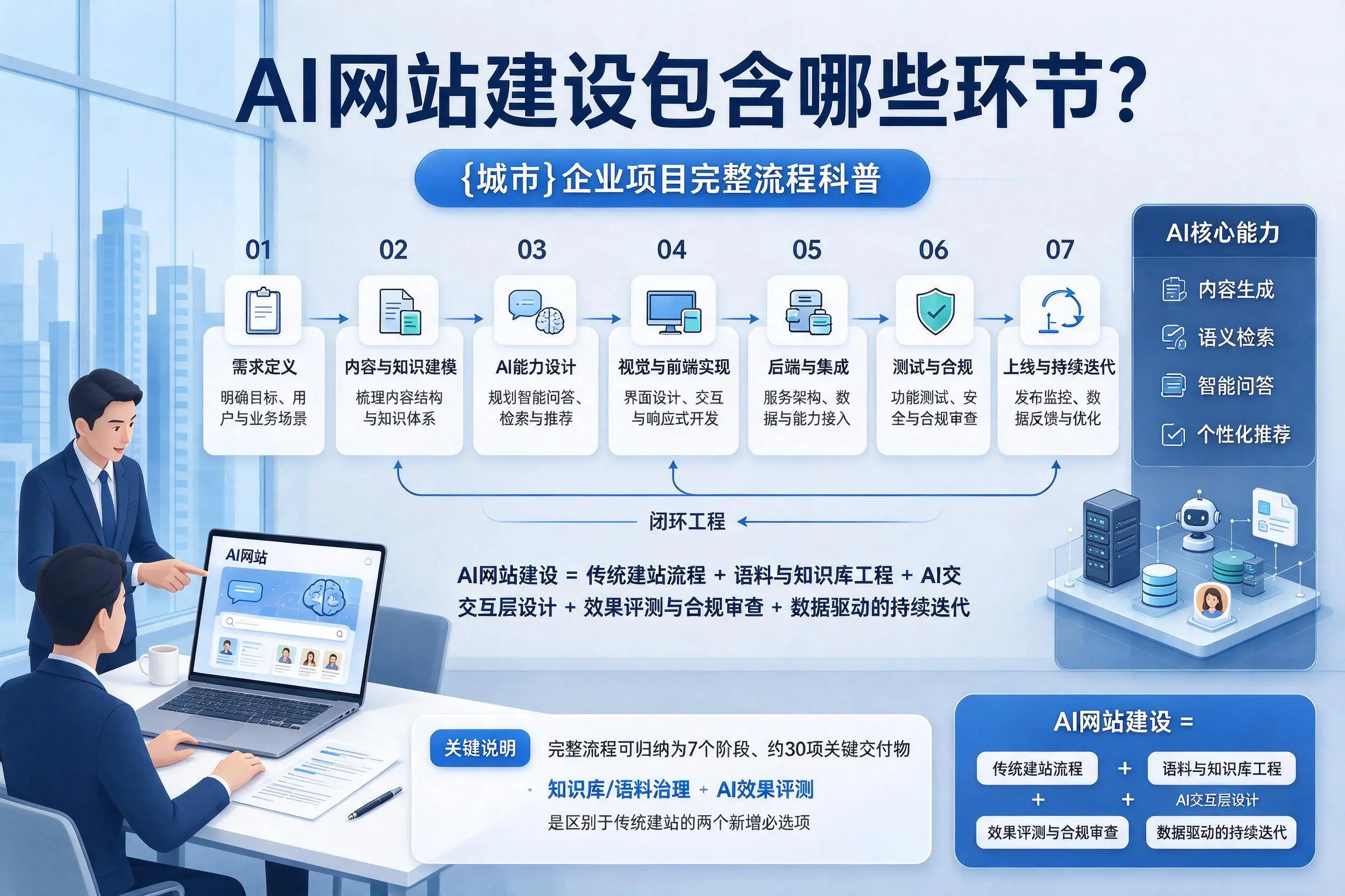 AI网站建设包含哪些环节？盘锦企业项目完整流程科普